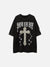 Cross Print Washed Graphic Tee