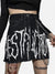 Dark Punk Print Chain Denim Skirt