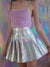 Laser Glossy Fluorescent Pleated Skirt